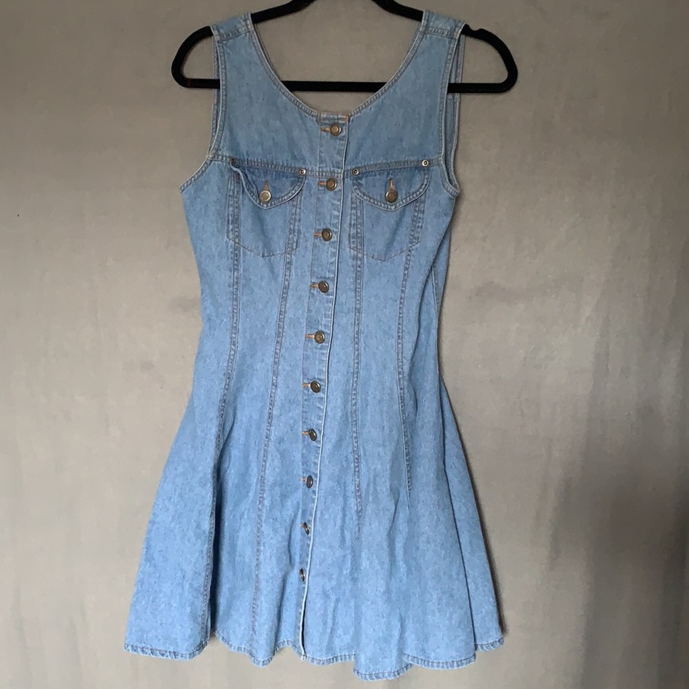 Light Blue Denim Button-Front Dress